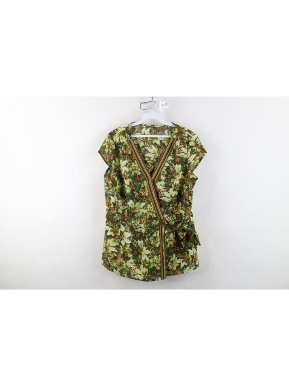 Vintage 90s Babydoll Womens Large Bella Fair Flower Floral Tie Front Shirt